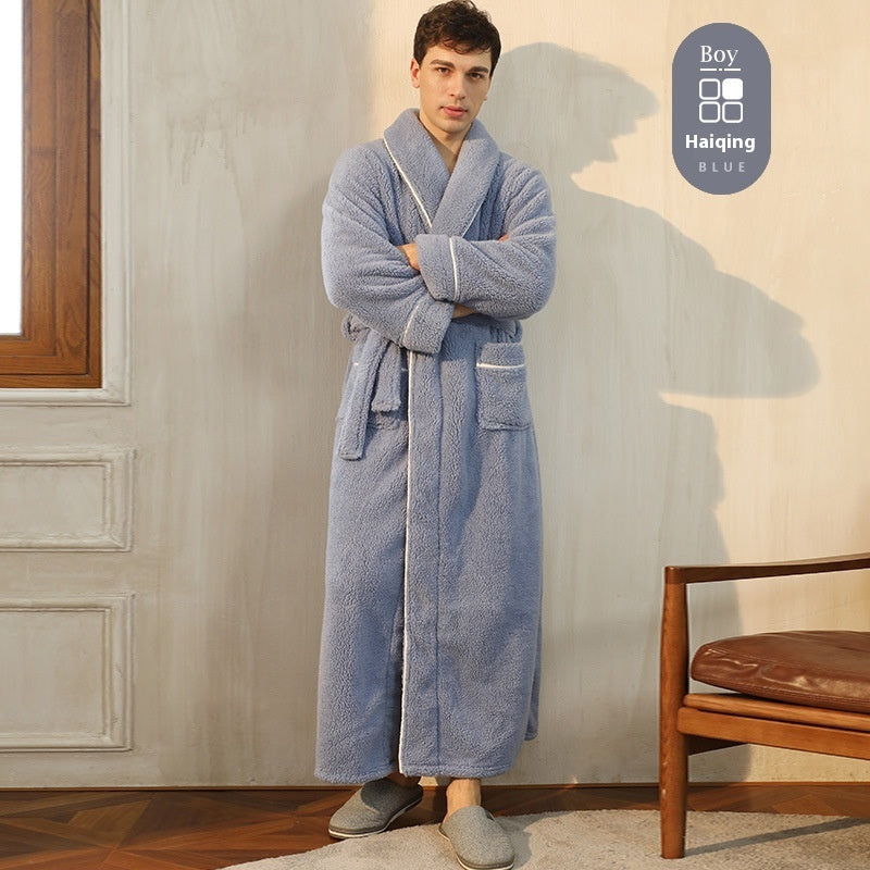 Thickened Flannel Couple Bathrobe - Men's & Women's Winter Warm Velvet Pajamas Plus Size