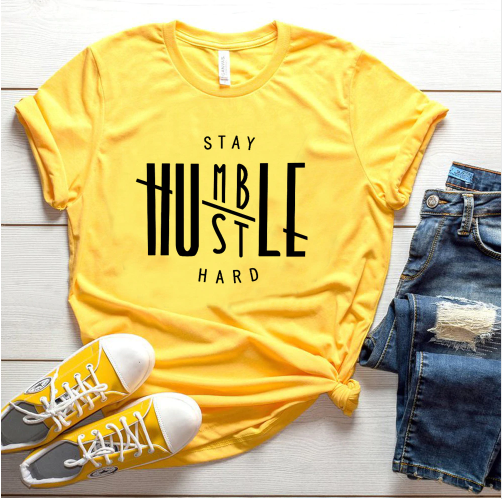 Stay Humble Hustle Hard T-Shirt - Men's Motivational Cotton Graphic Tee