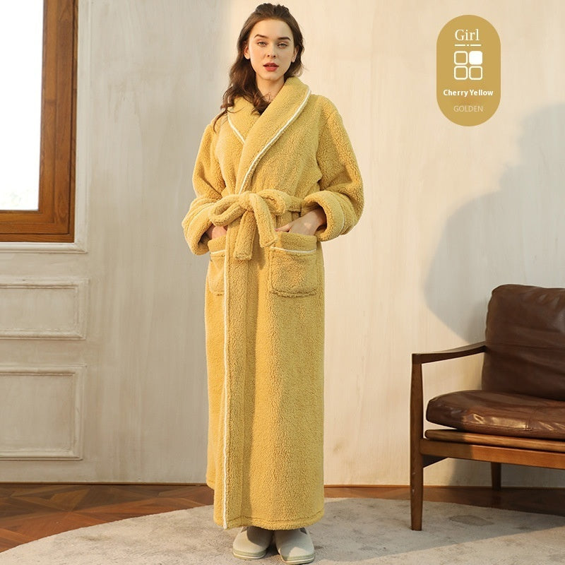 Thickened Flannel Couple Bathrobe - Men's & Women's Winter Warm Velvet Pajamas Plus Size