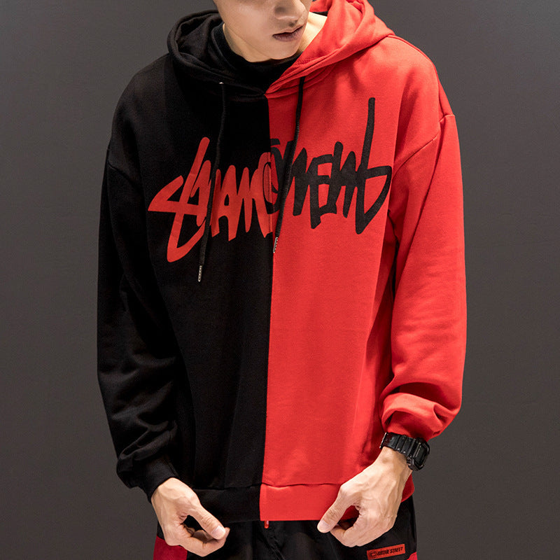 Men's Color Block Hooded Sweater - Casual Long Sleeve Sports Pullover