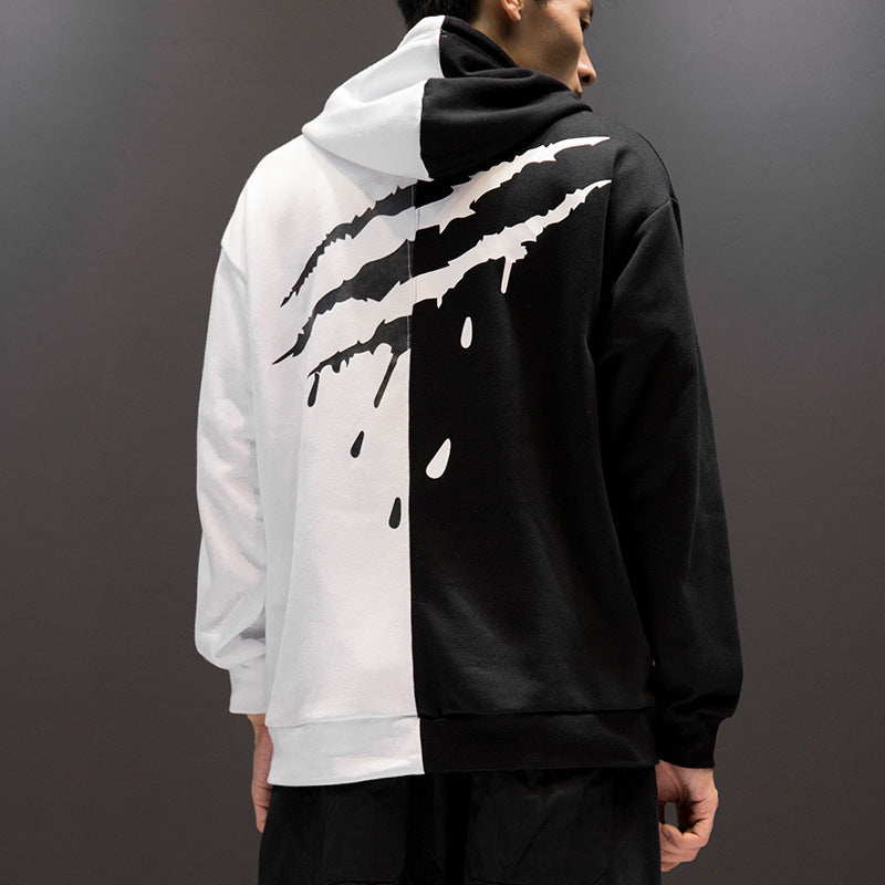 Men's Color Block Hooded Sweater - Casual Long Sleeve Sports Pullover