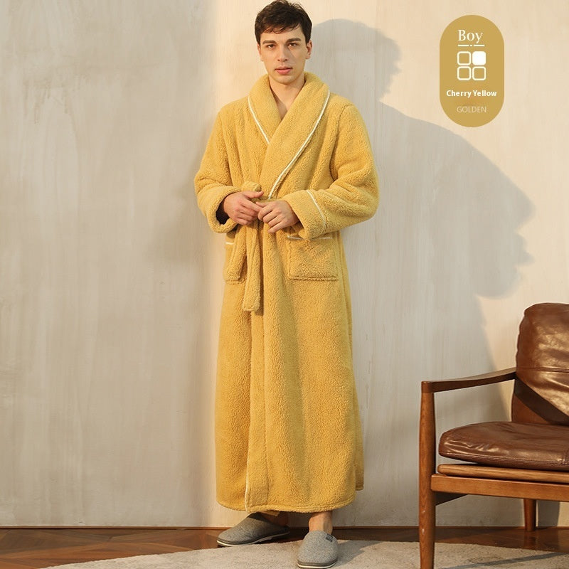 Thickened Flannel Couple Bathrobe - Men's & Women's Winter Warm Velvet Pajamas Plus Size