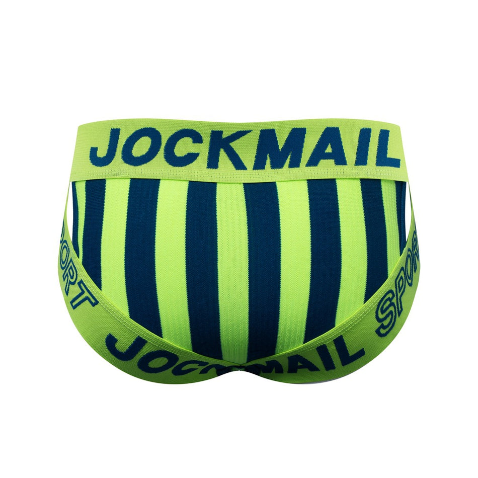 Men's Striped Cotton Briefs - Low Waist Breathable Sports Underwear with Hip Lifting