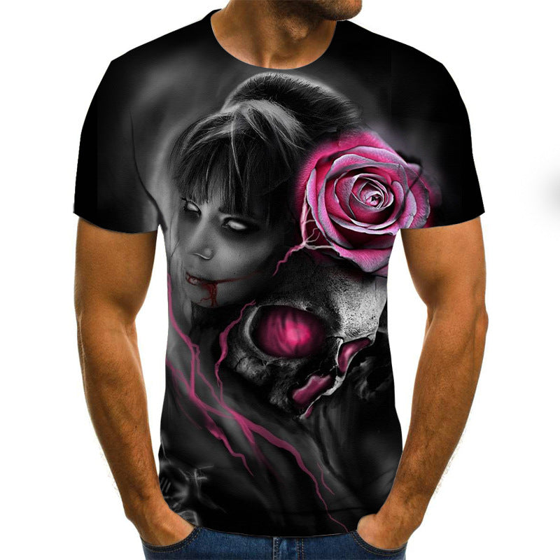 Men's Horror Skull 3D Print T-Shirt - Short Sleeve Graphic Tee