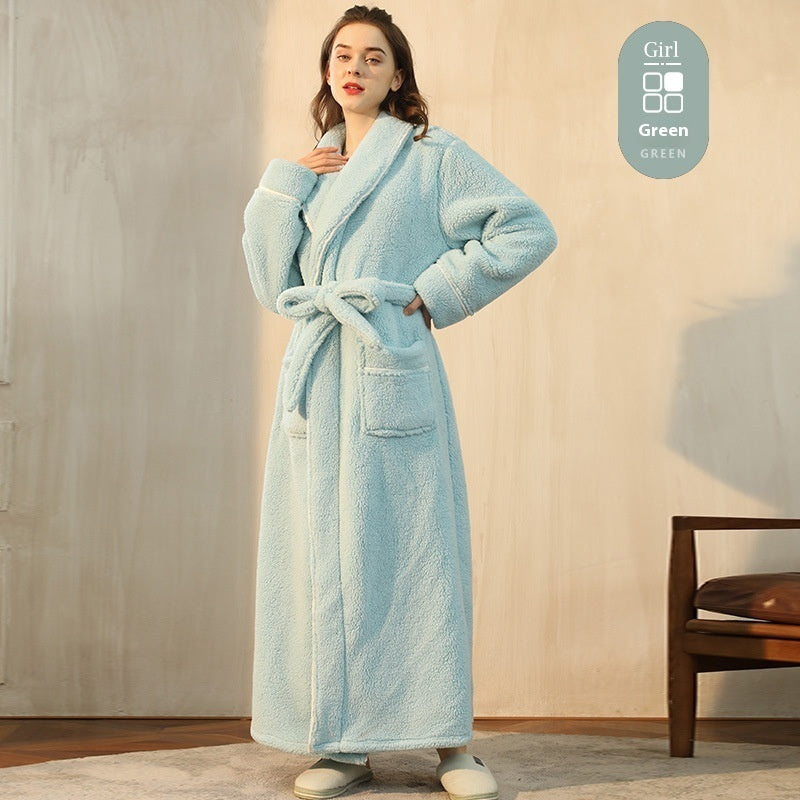 Thickened Flannel Couple Bathrobe - Men's & Women's Winter Warm Velvet Pajamas Plus Size