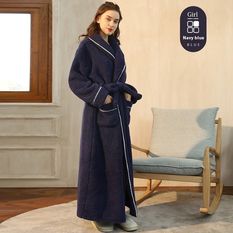 Thickened Flannel Couple Bathrobe - Men's & Women's Winter Warm Velvet Pajamas Plus Size