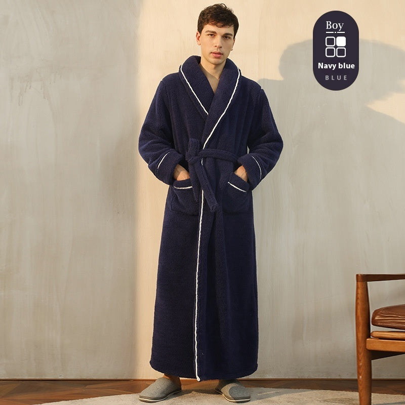 Thickened Flannel Couple Bathrobe - Men's & Women's Winter Warm Velvet Pajamas Plus Size