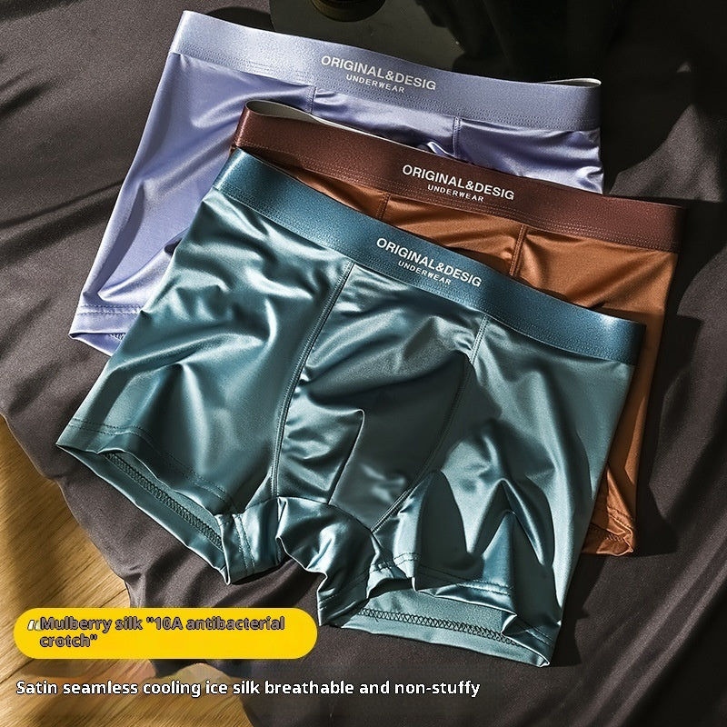 Men's Ice Silk Satin Boxers | Lightweight Breathable Summer Underwear Shorts