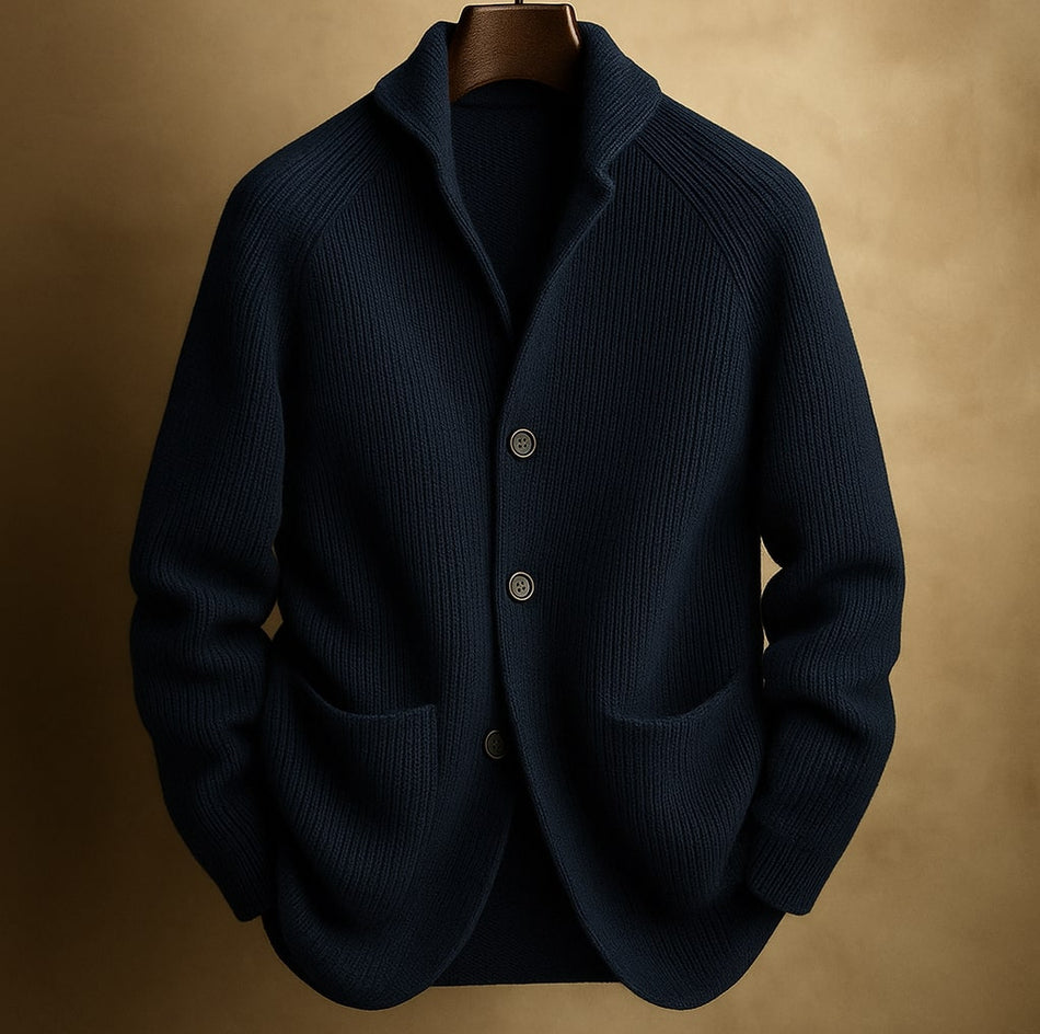Men's Modal Knitted Cardigan Jacket - Loose Fit Thick Button-Up Pocket Sweater for Casual Wear