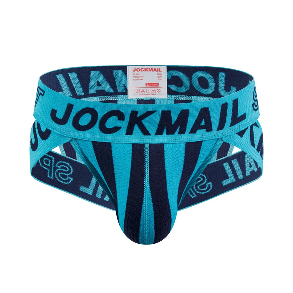 Men's Striped Cotton Briefs - Low Waist Breathable Sports Underwear with Hip Lifting