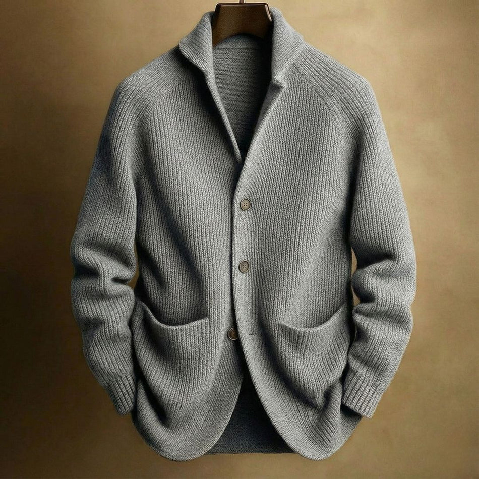 Men's Modal Knitted Cardigan Jacket - Loose Fit Thick Button-Up Pocket Sweater for Casual Wear