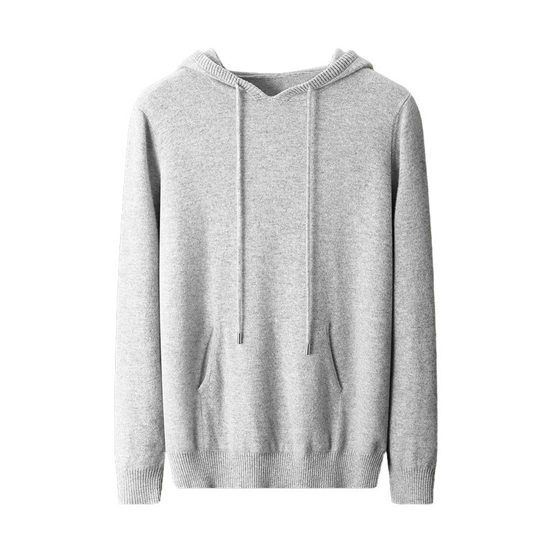Men's Hooded Cashmere Sweatshirt - Thick Loose Fit Casual Pullover for Autumn & Winter