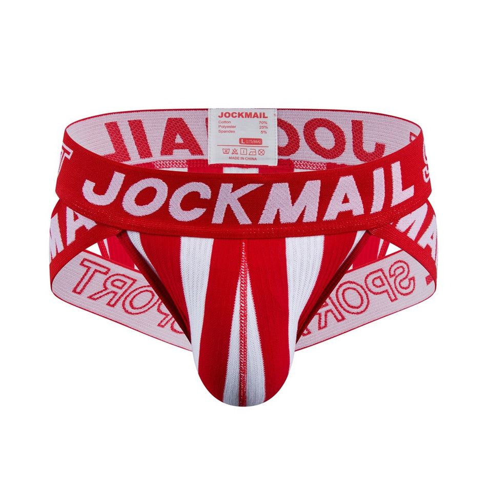 Men's Striped Cotton Briefs - Low Waist Breathable Sports Underwear with Hip Lifting