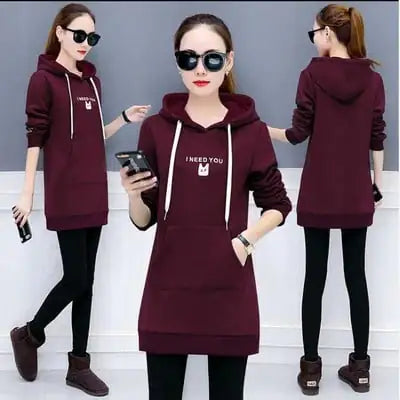 Mid-Length Plus Velvet Long-Sleeved Jacket for Women