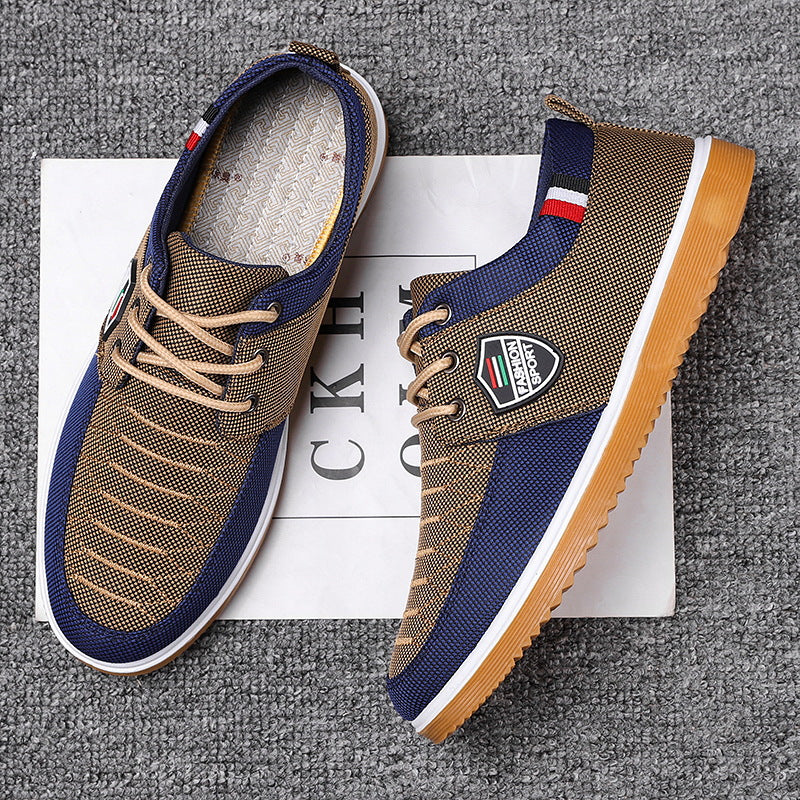Plus Size Old Beijing Cloth Shoes - Men's Lace-Up Casual Canvas Sneakers