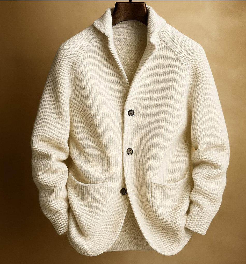 Men's Modal Knitted Cardigan Jacket - Loose Fit Thick Button-Up Pocket Sweater for Casual Wear