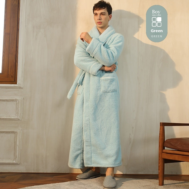 Thickened Flannel Couple Bathrobe - Men's & Women's Winter Warm Velvet Pajamas Plus Size