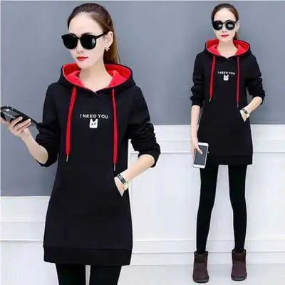 Mid-Length Plus Velvet Long-Sleeved Jacket for Women