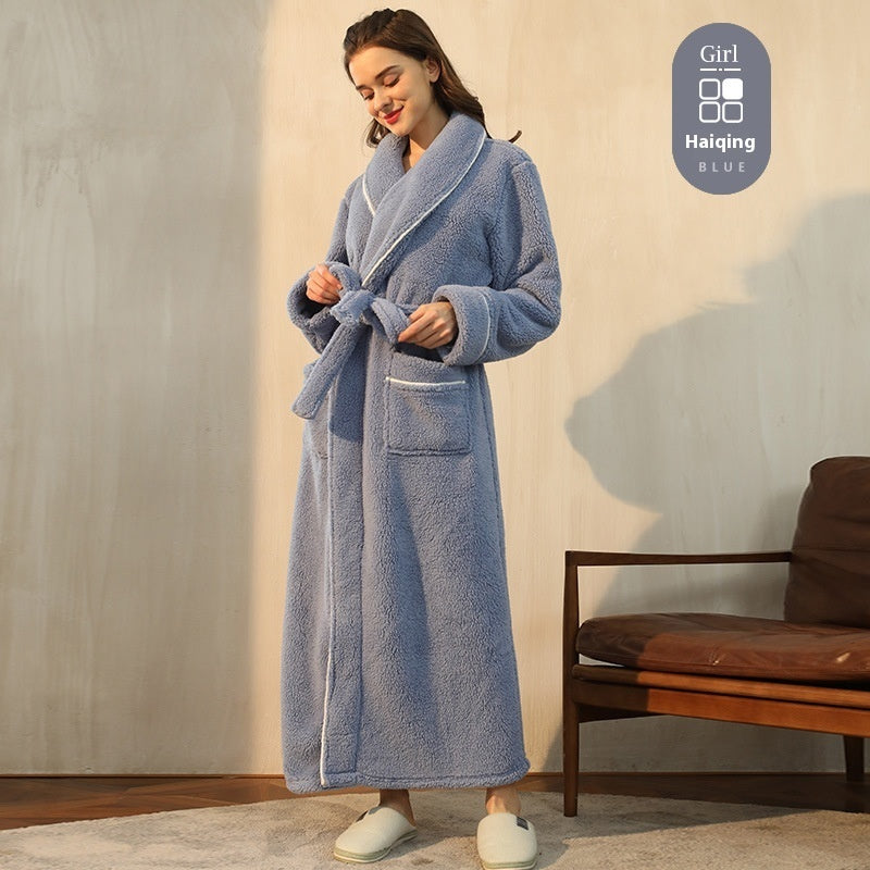 Thickened Flannel Couple Bathrobe - Men's & Women's Winter Warm Velvet Pajamas Plus Size