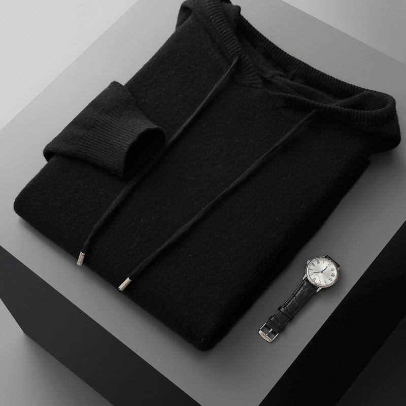 Men's Hooded Cashmere Sweatshirt - Thick Loose Fit Casual Pullover for Autumn & Winter