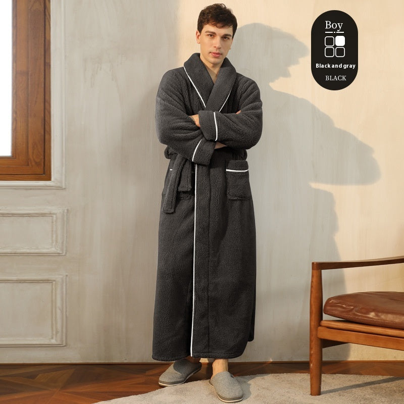 Thickened Flannel Couple Bathrobe - Men's & Women's Winter Warm Velvet Pajamas Plus Size