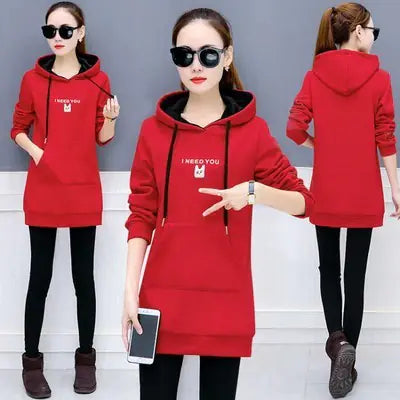 Mid-Length Plus Velvet Long-Sleeved Jacket for Women